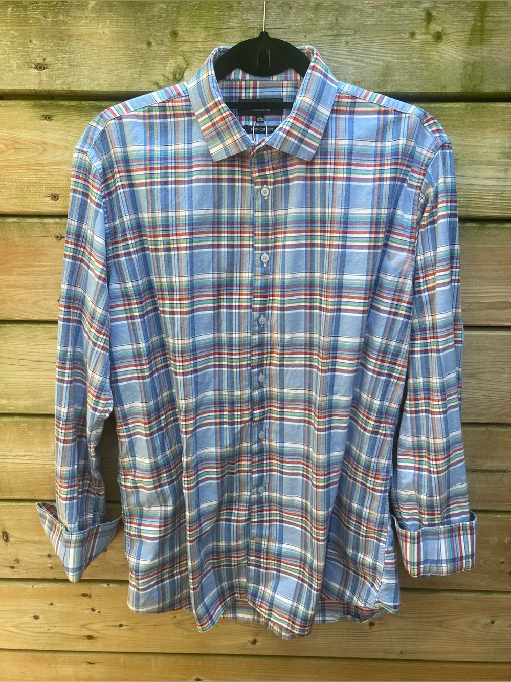 Vintage Gen X 80s/90s Marco Donateli Rainbow Plaid Cotton Button Down Shirt